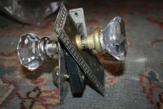 Antique Crystal Glass Door Knobs Mortise Lock Set No Key Dead Bolt 8 Sided Heavy