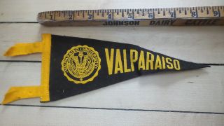 Antique Vintage Small Souvenir Felt Pennant,  Valparaiso University Brown/gold
