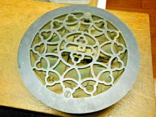 Antique Cast Iron Round Floor Grate 8 1/2” W/louvers For 7” Duct M.  M.  &f.  Co.