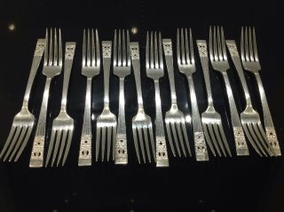Set 14 Hampton Court Silver Plated Dessert Forks By Community Plate 7 "