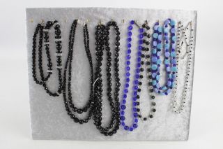 7 X Vintage & Antique Glass Bead Necklaces Inc.  French Jet,  Art Deco,  Crystal