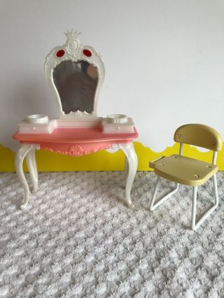 Vintage Barbie Dollhouse Furniture Vanity And Chair