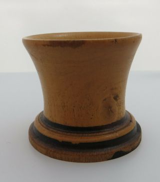 Vintage Treen Wooden / Turned Wood Egg Cup Or Perhaps Dice Shaker - Knot In Wood