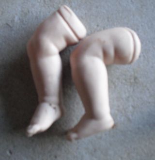 Set Of Vintage Porcelain Baby Girl Doll Legs 3 1/2 " Long