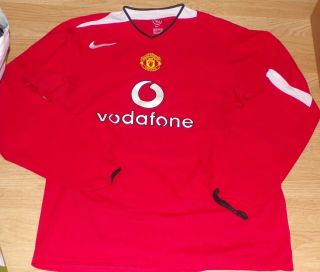Vintage Rare Nike Manchester United Vodafone Long Sleeve Football T - Shirt - Xxl