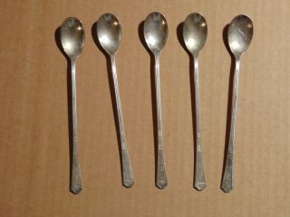 Set Of 5 Florentine Silver Plate Iced Tea Spoons Fleur - De - Lis Pattern