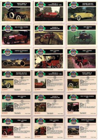 1992 Antique Cars Complete Basic Trading Card Set