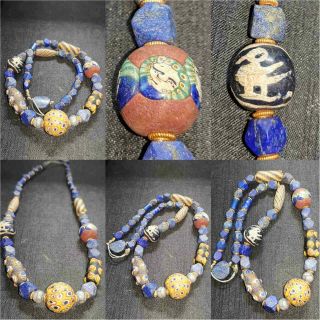 Lovely Necklace Ancient Roman lapis stone & mosaic glass beads 35 2