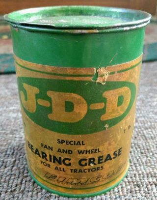 Rare Old John Deere " J - D - D " Bearing Grease One Pound Can.  Full