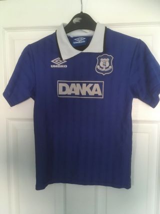 Rare Everton 1995 - 97 Umbro Danka Home Football Shirt Size Mb Ablett