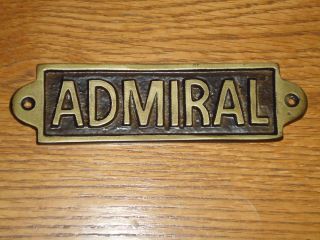 Admiral Metal Plaque Hand Casted Black & Gold Nautical Sign - Shop Door Gift