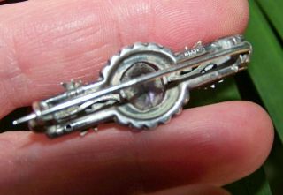 ANTIQUE JEWELLERY CHESTER STERLING SILVER SCOTTISH THISTLE & AMETHYST BROOCH PIN 3