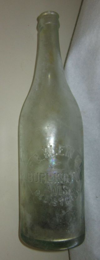 Antique Aqua Soda Bottle F.  G.  Klein Co. ,  Burlington Wis