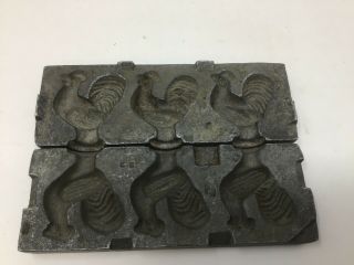 Antique Rooster Cast Iron Candy Chocolate Mold 6” Long “22”