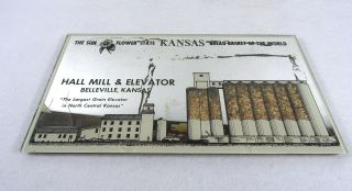 Rare Antique Hall Mill & Elevator Belleville Kansas Mirror With Real Grain