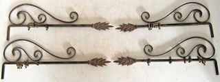 2 Pair Vintage Ornate Wrought Iron Metal Swing - Out Extendable Curtain Rods
