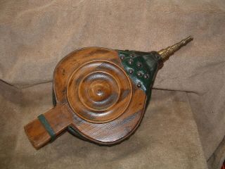 Large Old Antique Wood Leather And Brass Fire & Hearth Fireplace Bellows
