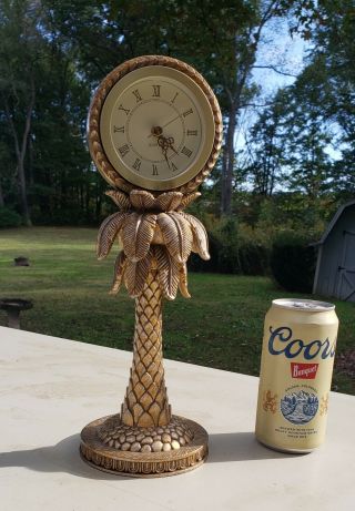 Antique Gold Tone Palm Tree Clock