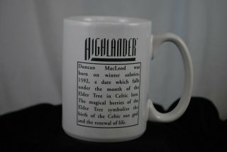 " The Highlander " Movie Coffee Mug Cup Rare Duncan Macleod - Celtic Design