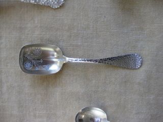 Wood & Hughes Sugar Spoon,  Aesthetic W/ Hammered Finish,  Engraved Bowl