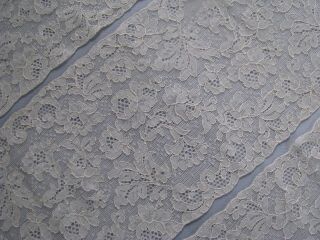 Antique Lace Trim Alencon Roses Bridal Fabric 5 1/2 " Wide 6,  Yds Long