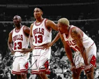 Michael Jordan Pippen Rodman Chicago Bulls Signed Photo Autograph Reprint Rare
