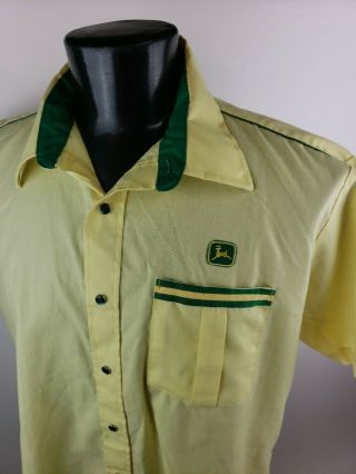 Vintage 80s John Deere Uniform Shirt Protexall Snap Buttons Mens Xl Usa Rare