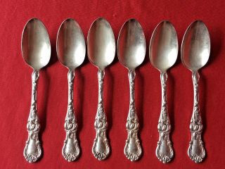 Set Of 6 - 1835 R.  Wallace Floral Pattern Silverplate Teapoons Monogram