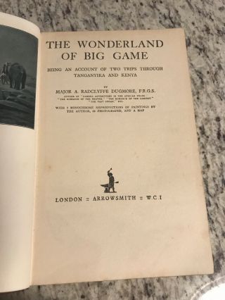 1929 Antique Hunting Book " The Wonderland Of Big Game "