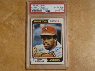 Cesar Cedeno 1974 Topps Signed Autographed Card 200 Rare Houston Astros Psa