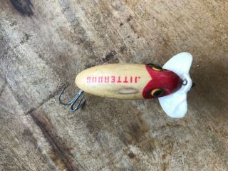 Rare Early Wwii Vintage Fred Arbogast Jitterbug Fishing Lure Wood W/ Plastic Lip