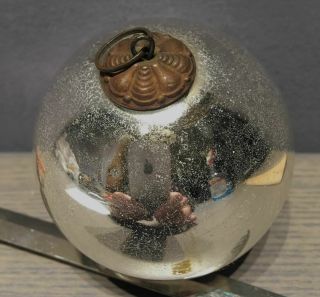 Antique Medium Silver Mercury Glass Christmas Ornament Kugel Old