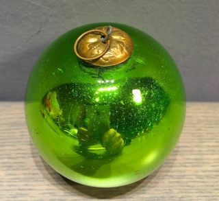 Antique Medium Green Mercury Glass Christmas Ornament Kugel Old