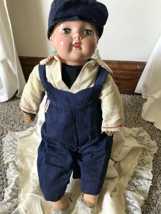 Antique Composition Baby Doll Cloth Body Sleep Eyes Unmarked