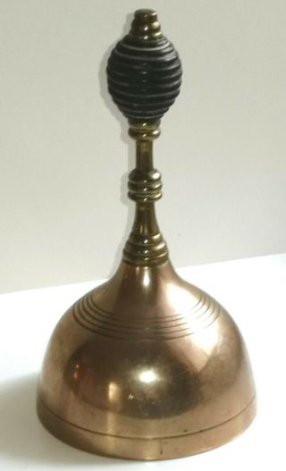 Rare C19th Brass Servants Bell With Wooden Beehive Handle -