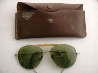 Rare Ww2 B&l Style Sunglasses Type 1 Made By Charles Fischer Spring Co.  W Case