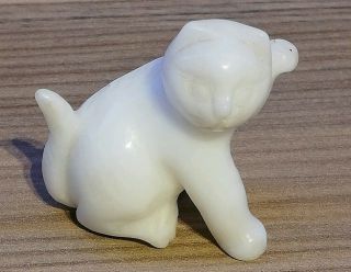 Rare Antique Early Chinese Carved White Jade Cat Figurine.  Exceptional.