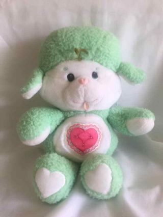 Vintage 1983 Kenner Care Bears Cousins Gentle Heart Lamb Plush Green Lace Heart