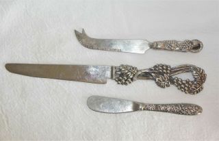 Vintage Antique Ornate Handle Knife Knives Silverware Flatware Heavyweight