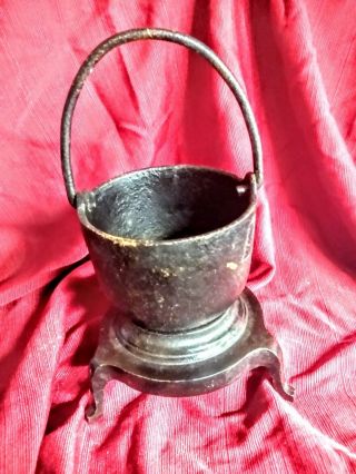 Small Antique 3 Legged Cast Iron Kettle Cauldron Pot With Stand