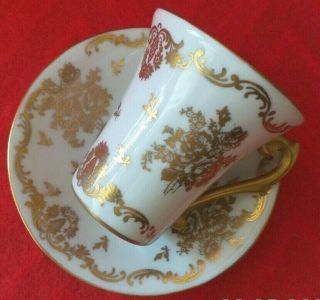 Antique Limoges Hand Painted Demitasse Chocolate Cup & Saucer Gold Roses