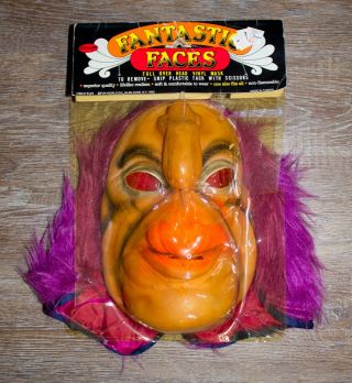 Vintage Fun World Fantastic Faces Vinyl Mask - Rare - Old Stock - Halloween