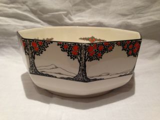 Rare Art Deco Crown Ducal Orange Tree Octagonal Open Table Bowl Fruit Bowl Exc