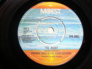 Rare Frankie Valli & The Four Seasons - The Night 7 " Vinyl 1st Uk Mowest Mw 3002