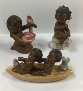 3 Different 1950’s Rare Brownie Downing Figurines Australian Pottery
