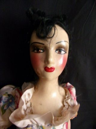 Antique Vintage Boudoir Doll 25 " Dress Face Needs A Little Help Cute