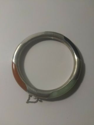 Chinese Export Sterling Silver Jade Bracelet