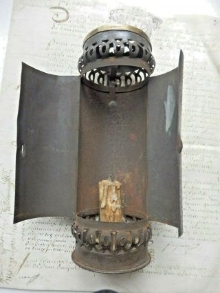 Antique Tin And Brass Hand Candle Lantern Circa 1750