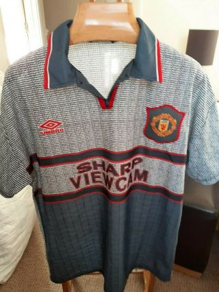 Rare Old Manchester United Away 1995 Football Shirt Size Large