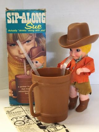 Rare Vintage 1972 Kenner General Mills Sip Along Sue No.  3511 Cowgirl Kids Cup